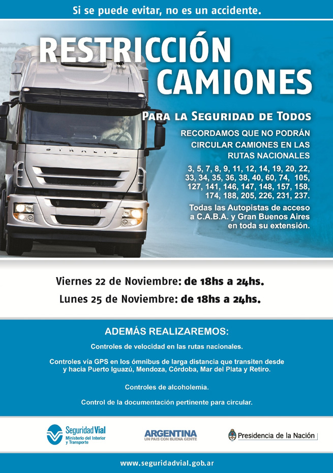 Restricción de camiones ANSV