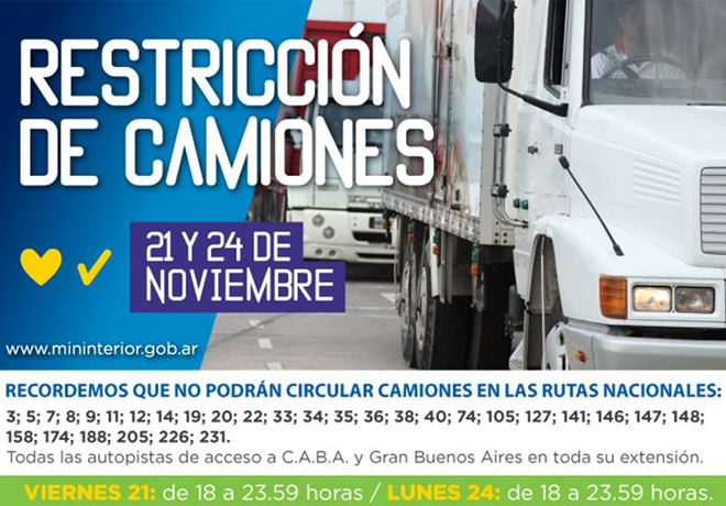 Restricción camiones rutas