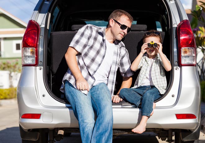 Vacaciones de invierno - padre e hijo