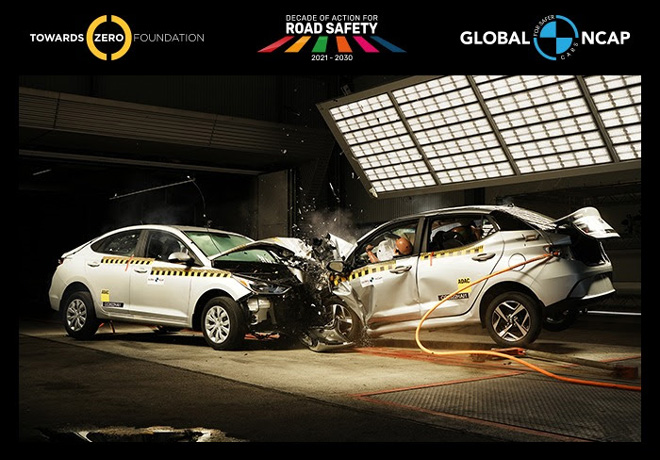 Prueba "auto a auto" de Global NCAP demuestra el doble estándar en seguridad vehicular.