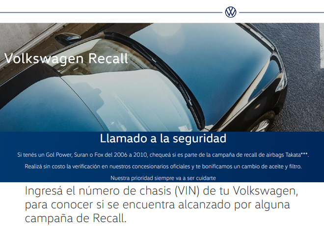 Recall: VWA convoca a los propietarios de vehículos Volkswagen Gol Power, Fox y Suran fabricados entre 2006 y 2010.