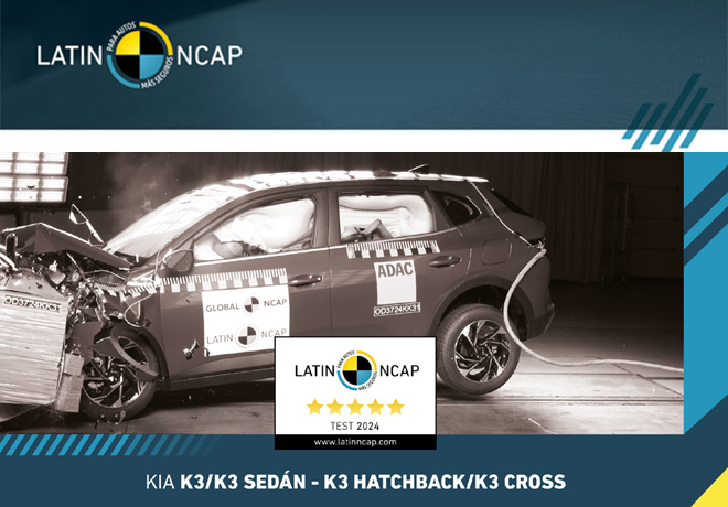 Nuevos resultados de Latin NCAP: K3 logra las primeras cinco estrellas para Kia.